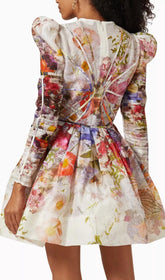 Langärmliges Minikleid mit Blumenmuster